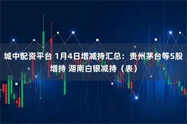 城中配资平台 1月4日增减持汇总：贵州茅台等5股增持 湖南白银减持（表）
